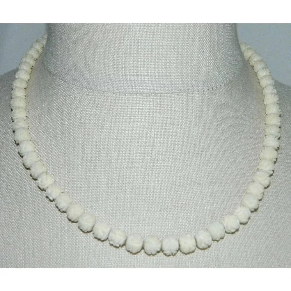1/20 10k GF Ivory Colored Beaded Carved Celluloid